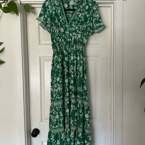 Max Studio Green and White Floral Maxi Dress